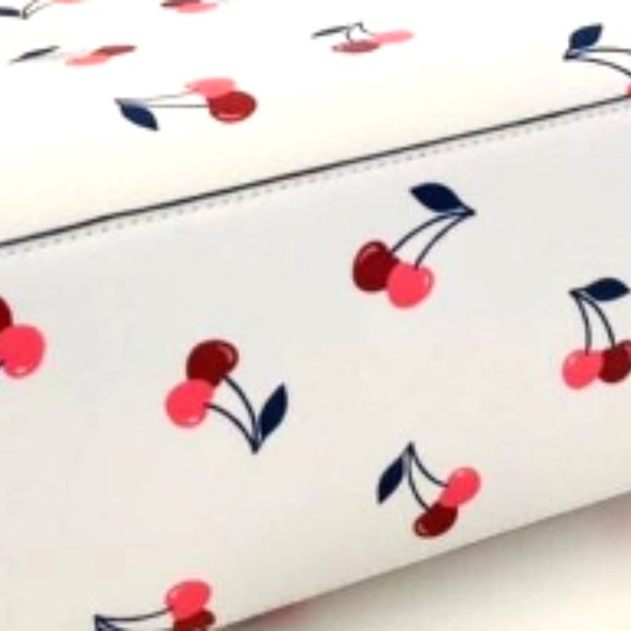 NWT Kate Spade Dancing Cherries Leather Shoulder Bag Crossbody Cream White Blue - Picture 14 of 16